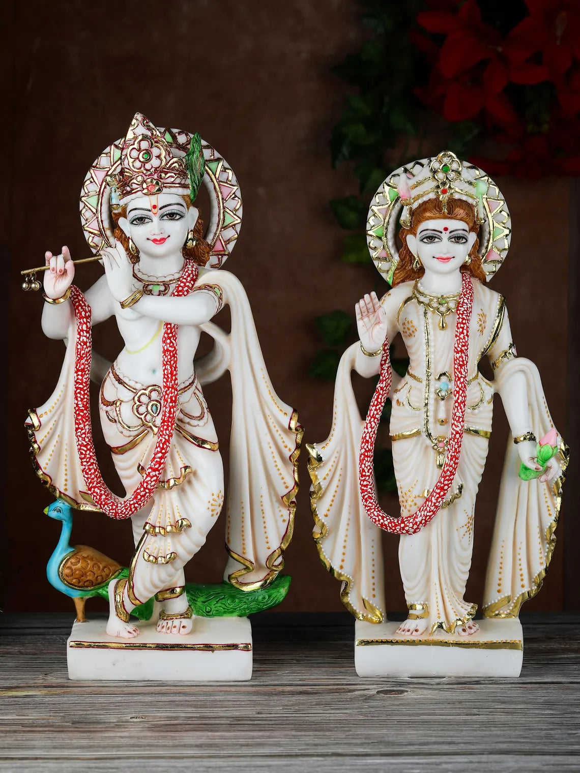 Radha Krishna 15" (Red Mala)