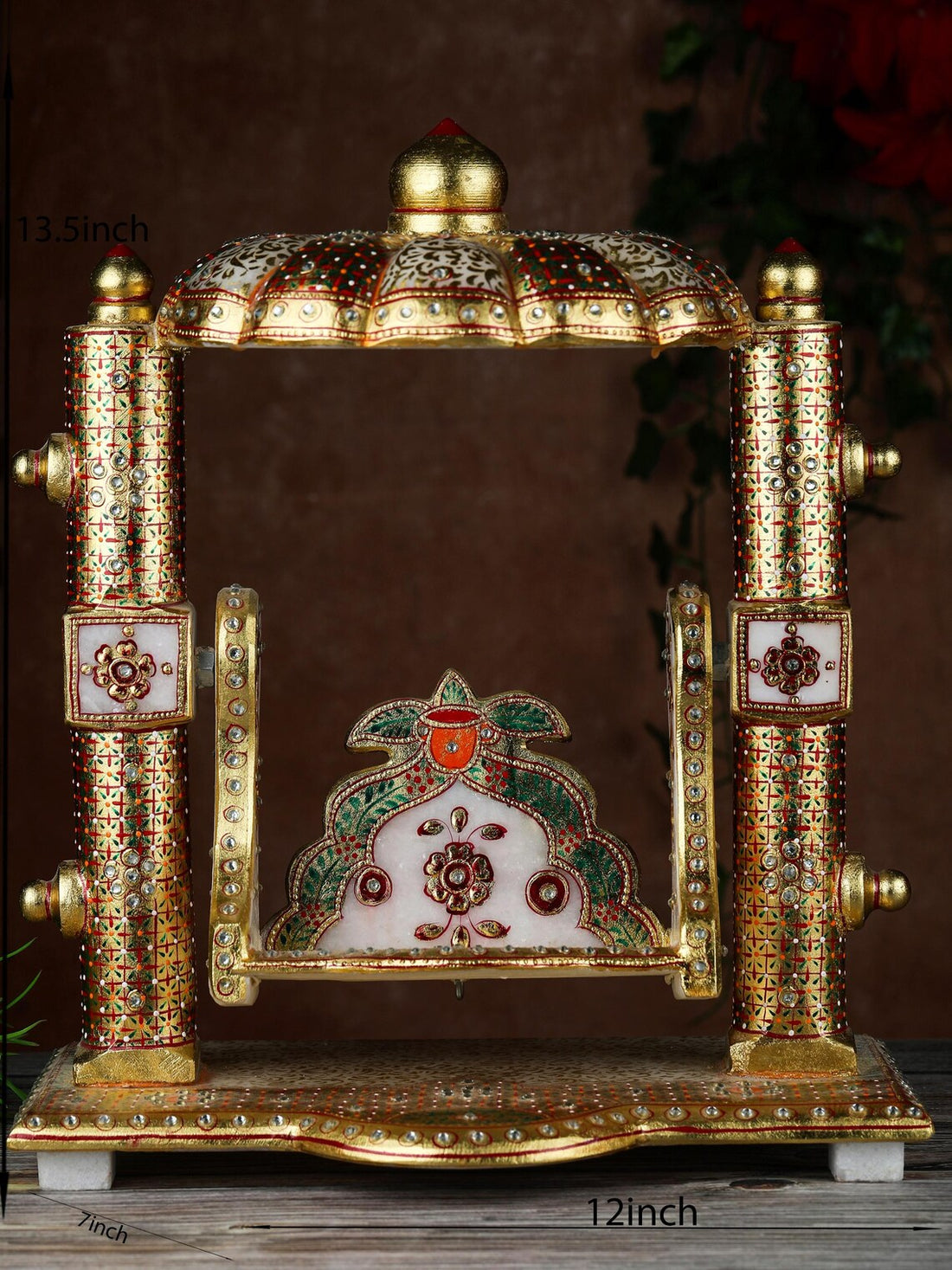 Marble Swing Jhula for Radha Krishna Laddu Gopal 14 Inch