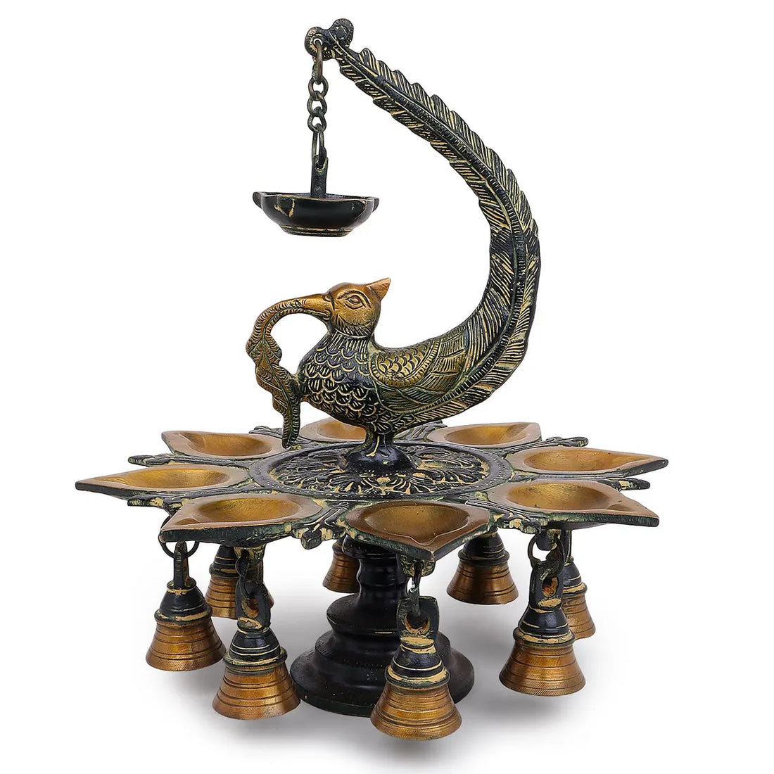 Brass Peacock Oil Lamp 11 Inch 1
