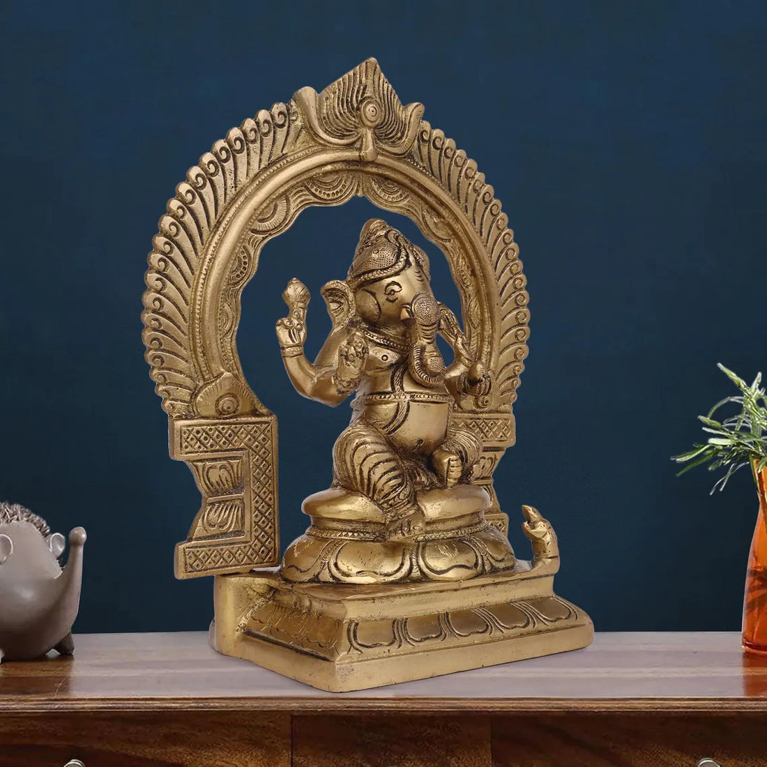 Brass Ganesha With Ring 9 Inch 1