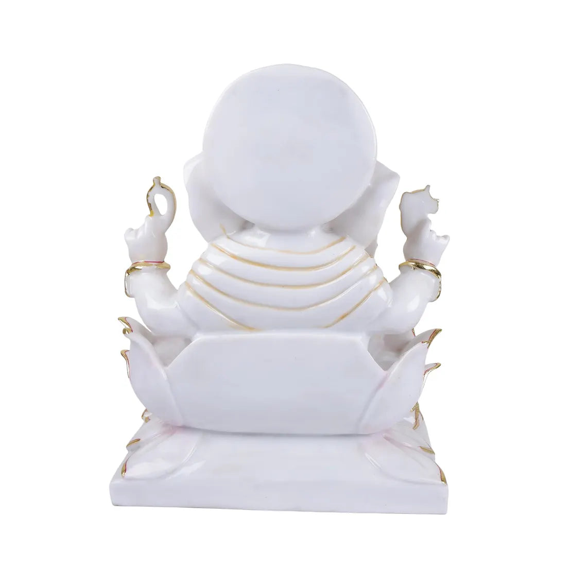 Ganesha Statue 17 Inch Pure Makrana Cultured Marble with Meena Work