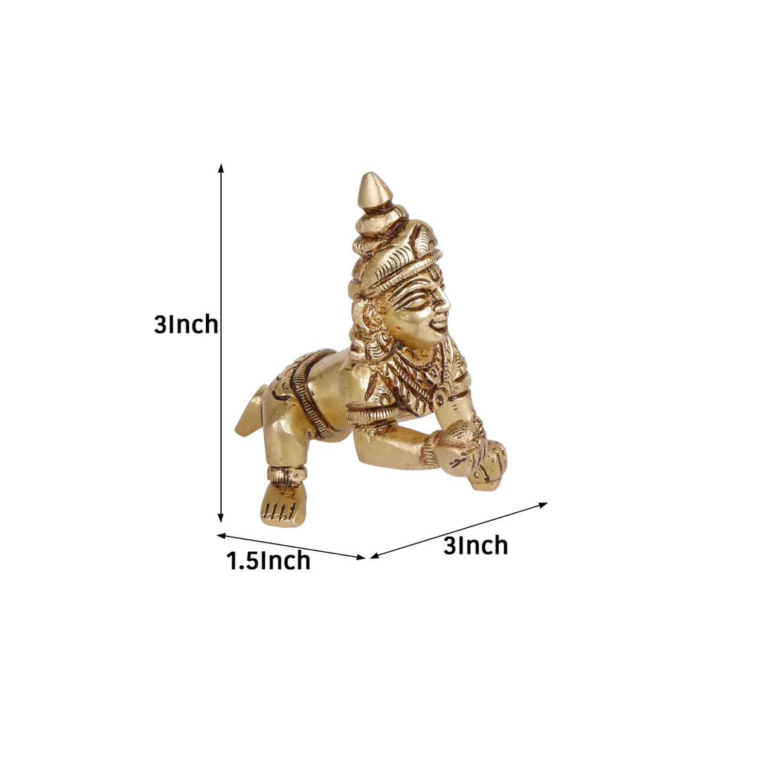Brass Bal Krishna Laddu Gopal Statue 3 Inch 1