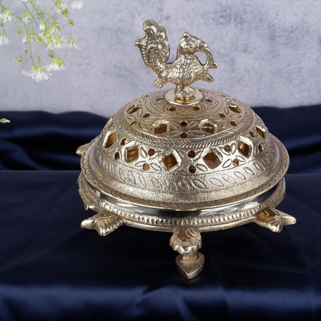 Brass Peacock Incense Burner Dhoop Holder 1