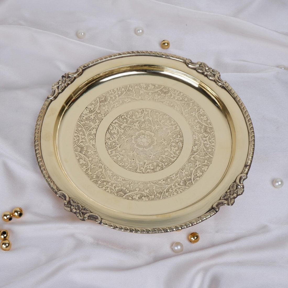 Brass Pooja Thali 12 and 8 Inch Arti Puja Plate 1