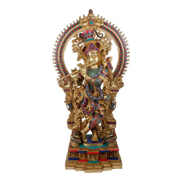 Brass Krishna Statue 34"