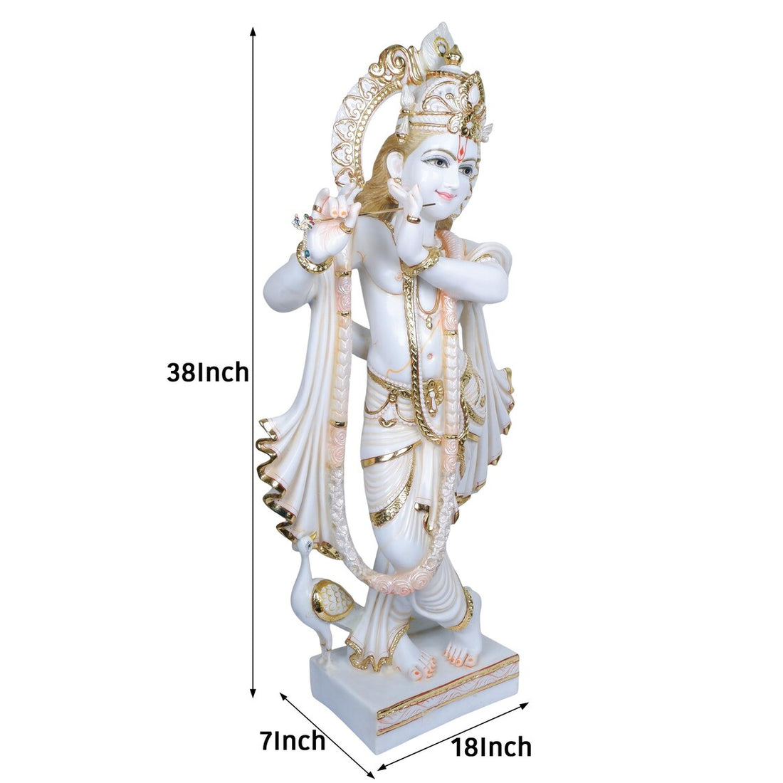Radha Krishna Pure Makrana Cultured Marble Statue 38"