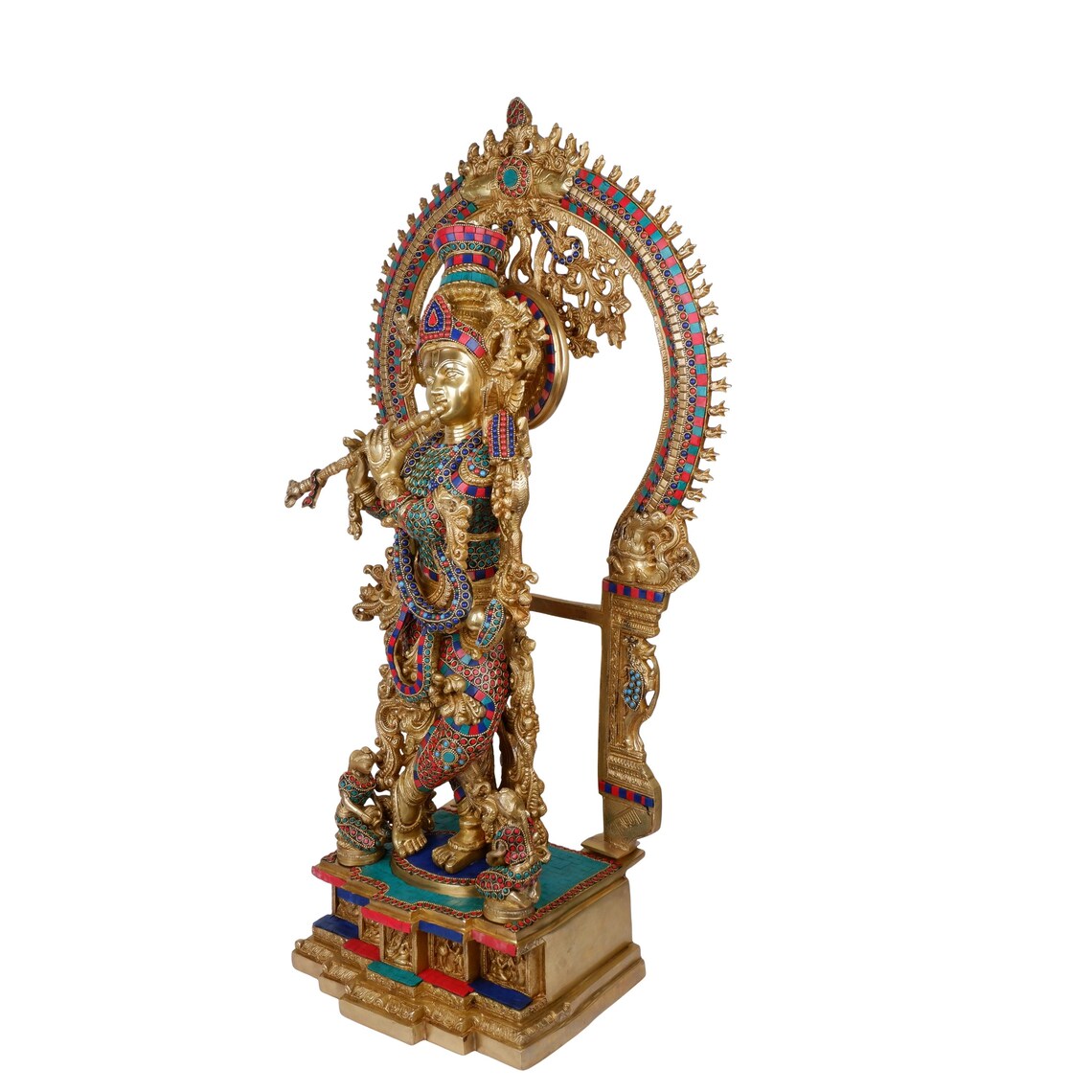 Brass Krishna Statue 34"