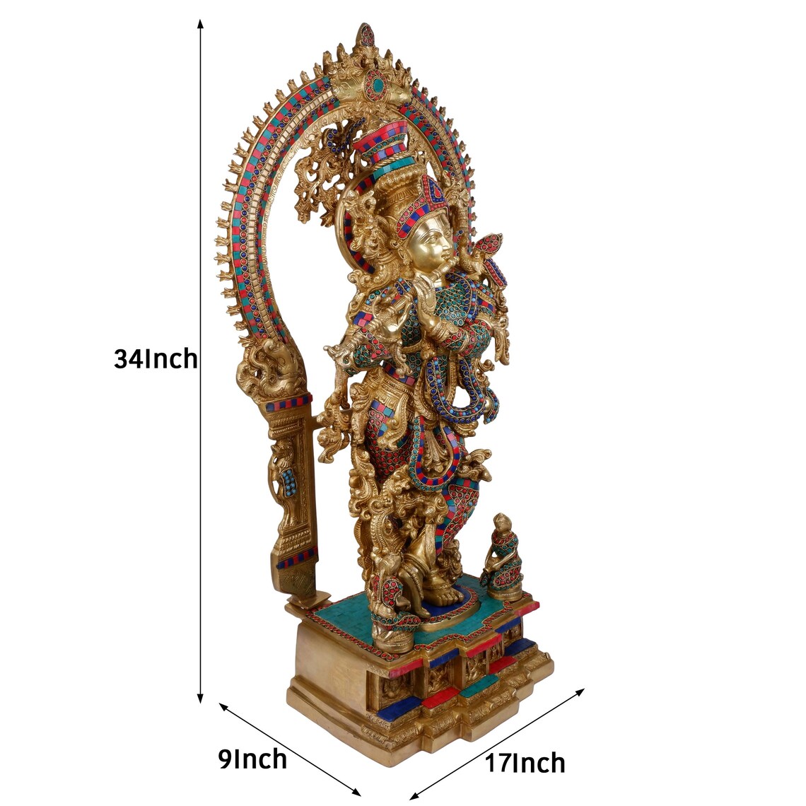 Brass Krishna Statue 34"
