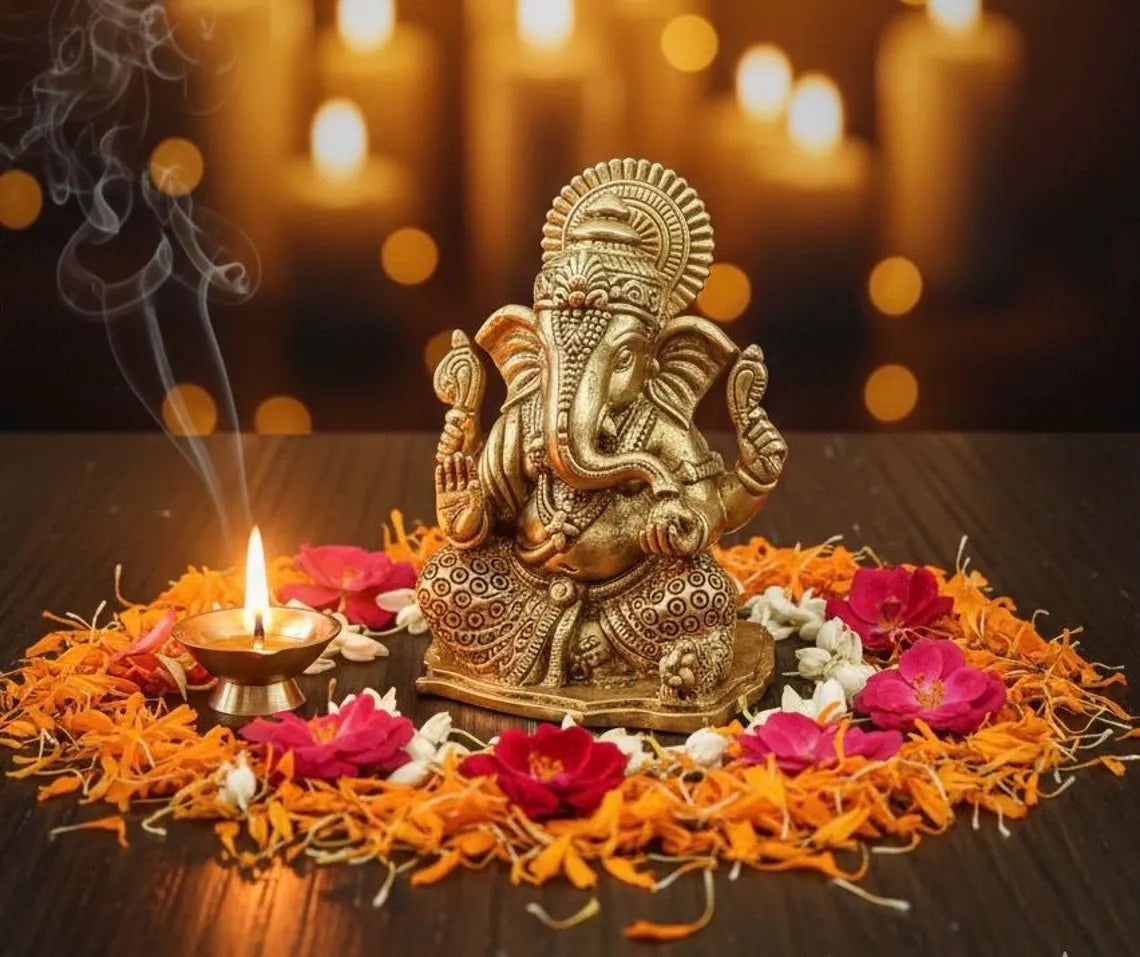 Brass Ganesha Statue 4"