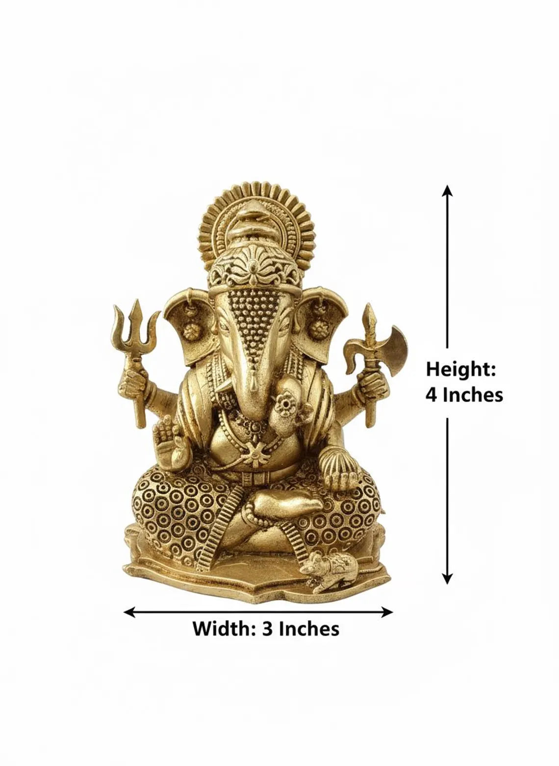 Brass Ganesha Statue 4"