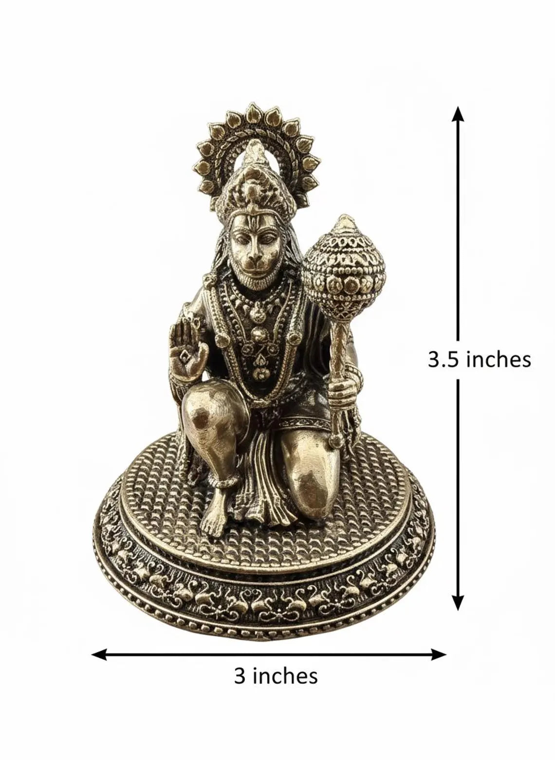 Brass Hanuman Statue 3.5"