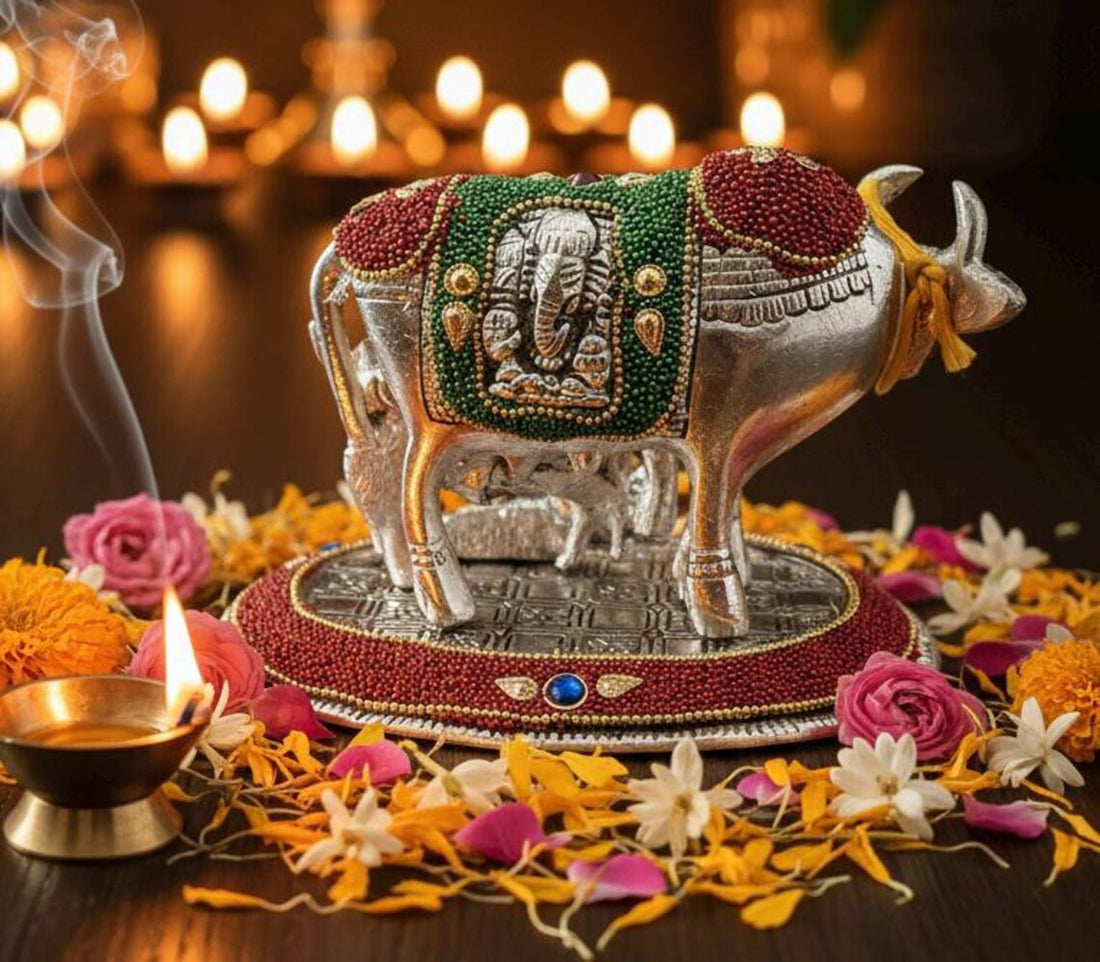 German Silver Kamadhenu Bal Gopal Statue 1