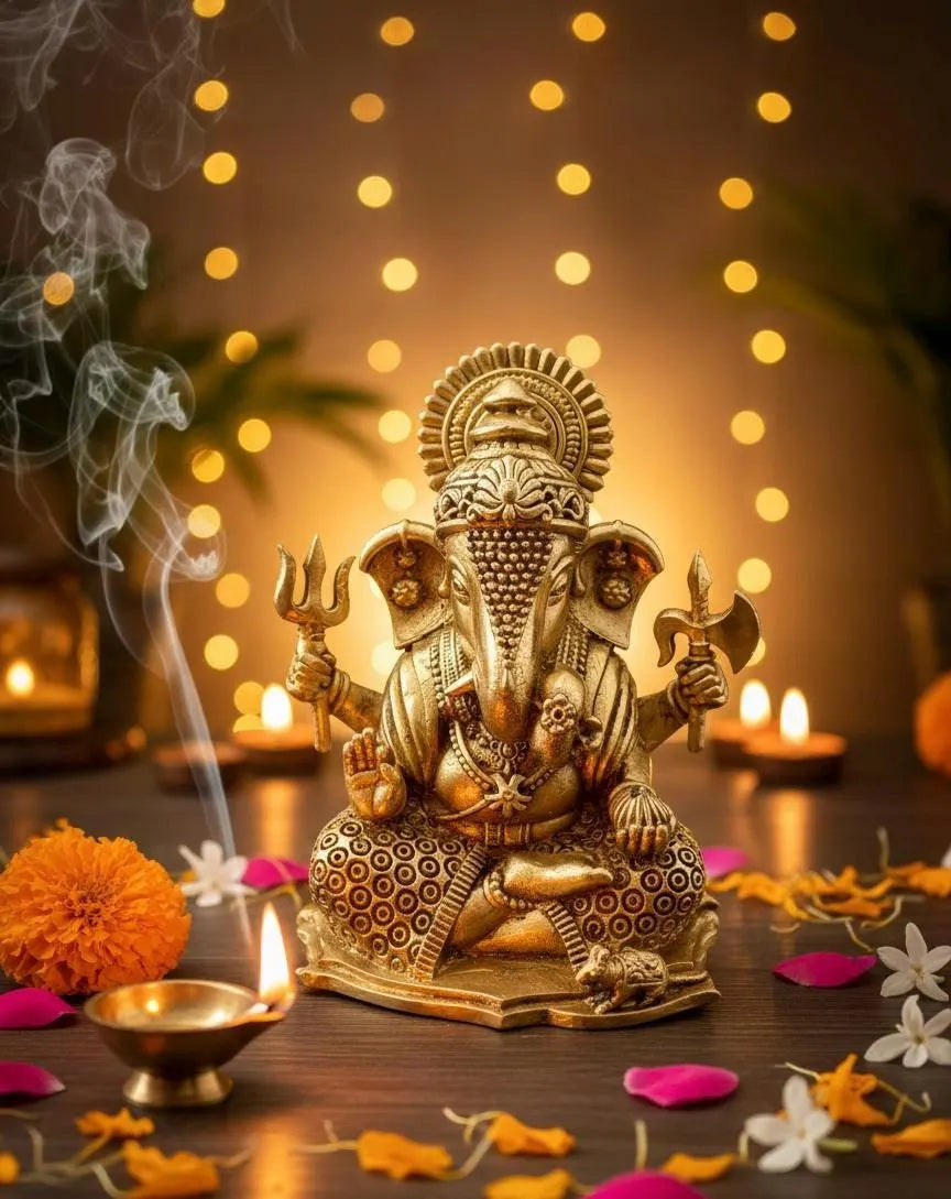 Brass Ganesha Statue 4"